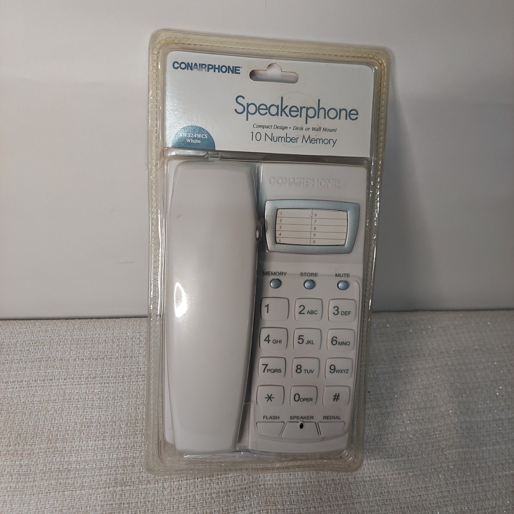 NEW Conairphone SW324WCS Speakerphone White Corded Landline Desk Wall Mount